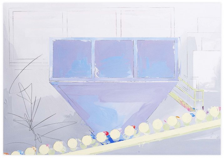  Mauve silo, 2014, Vinyl on paper marouflé on aluminium, 100x70 cm