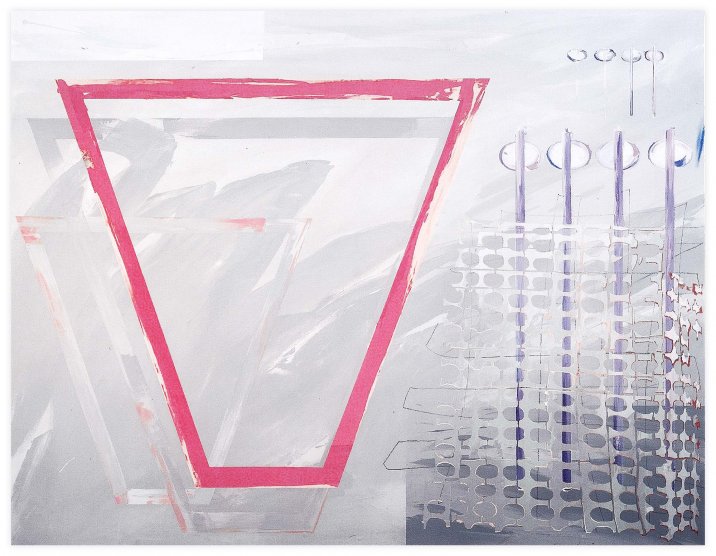  Raspberry red silo, 2015, Vinyl on paper marouflé on aluminium, 162x125 cm