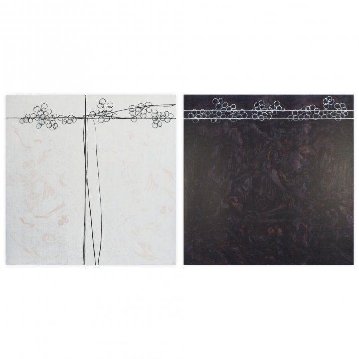 Diptych, white black squareOil on canvas 61x61 cm 61x61 cm 2X