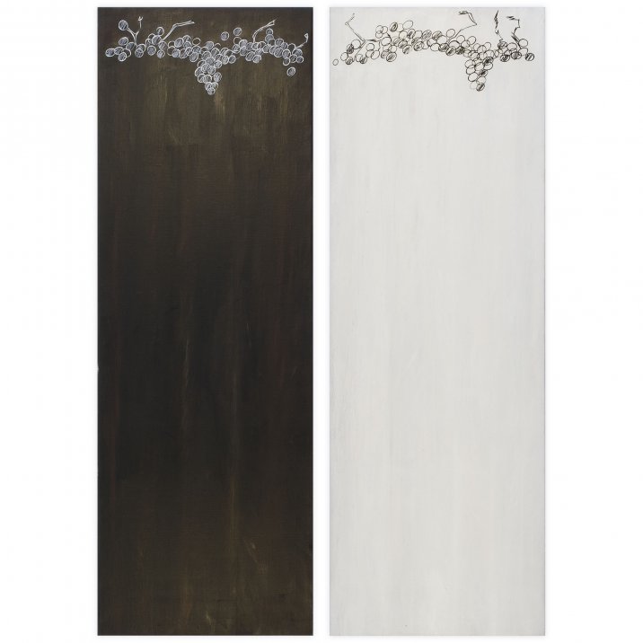 Diptych, black white rectangleOil on canvas 60x170 cm 2X